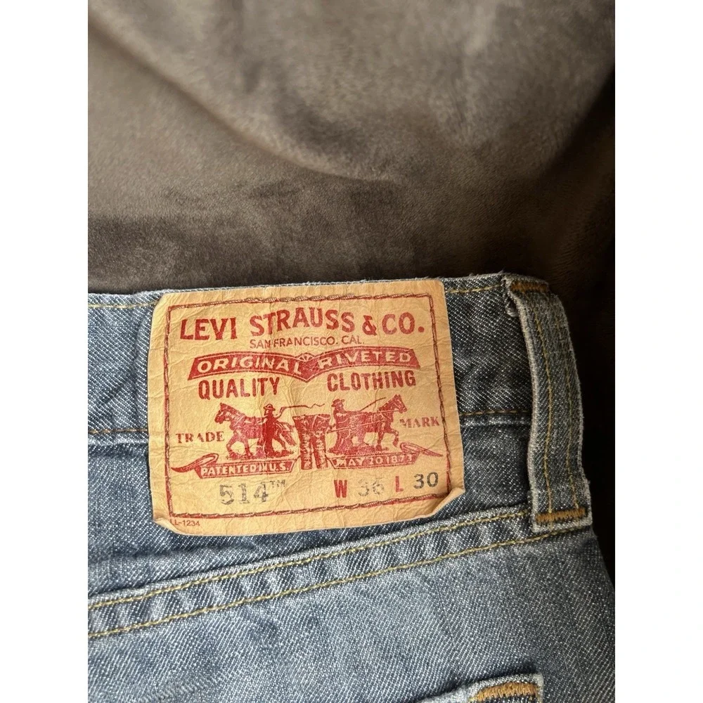 Levi Strauss 514 Slim Straight Jeans Mens 36x30 Blue Denim Cotton